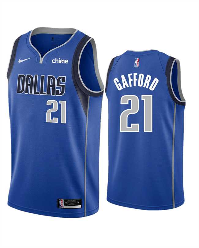 Men%27s Dallas Mavericks #21 Daniel Gafford Blue Icon Edition Stitched Basketball Jersey Dzhi